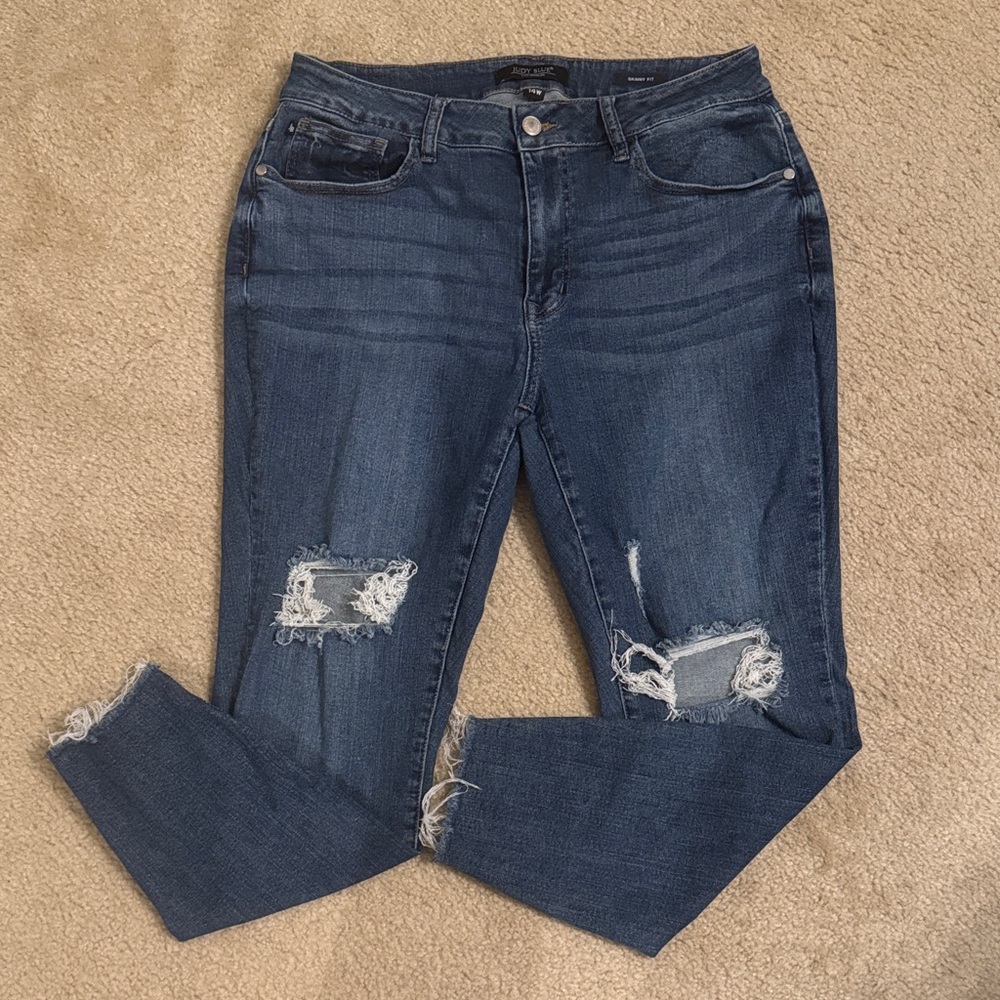 Judy Blue Dark Wash Distressed Skinny Jeans